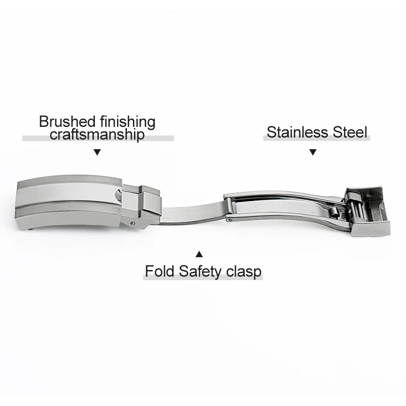Adjustable Stainless Steel Watchband Buckle Solid Brushed Mid polised clasp - Image 8