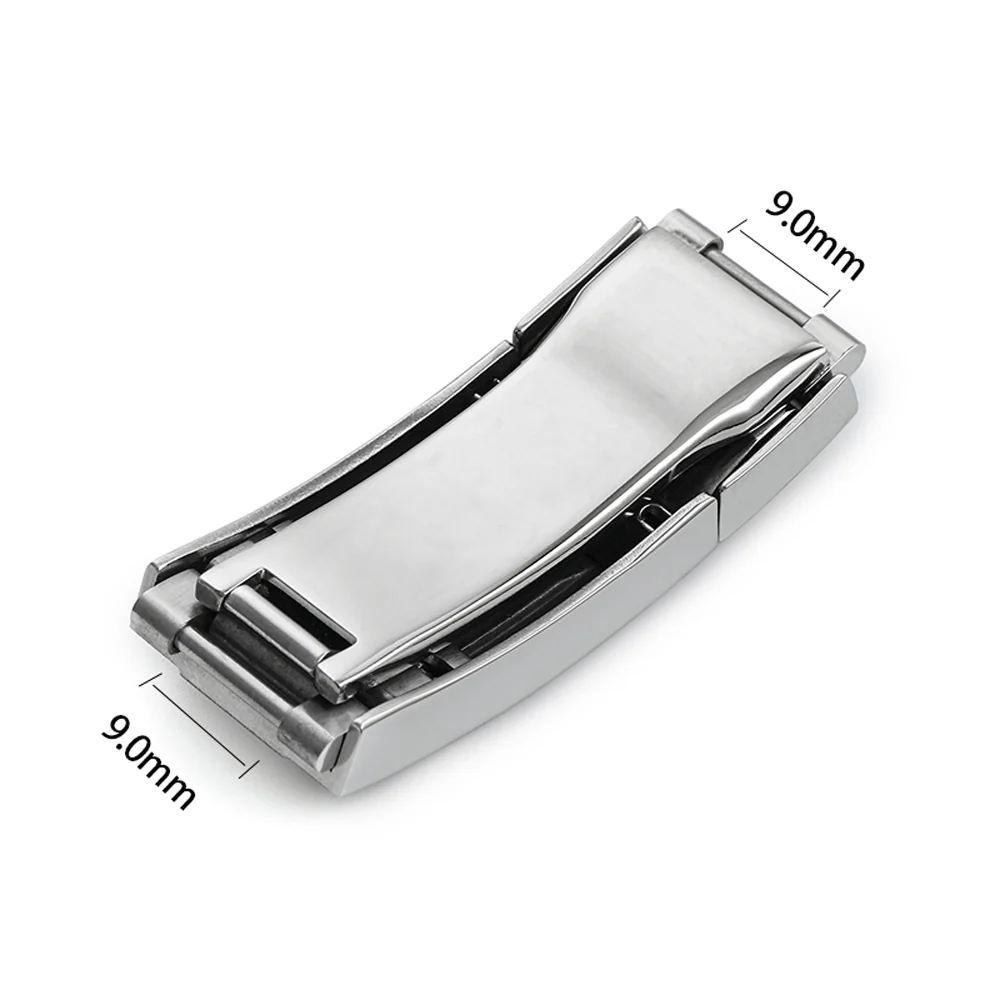 Adjustable Stainless Steel Watchband Buckle Solid Brushed Mid polised clasp - Image 9