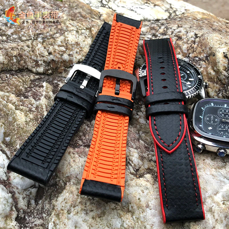 Carbon Fiber Pattern Rubber Watch Band - Image 13