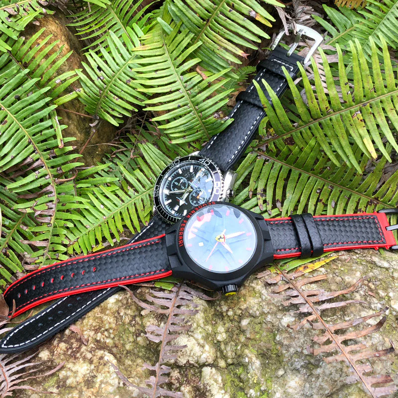 Carbon Fiber Pattern Rubber Watch Band - Image 14