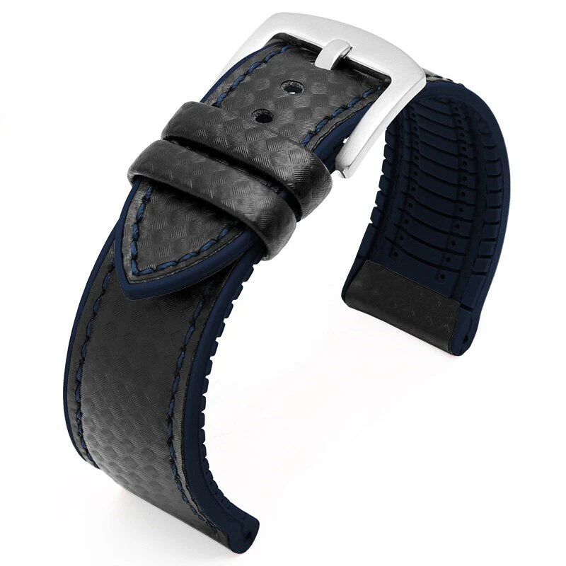 Carbon Fiber Pattern Rubber Watch Band - Image 15