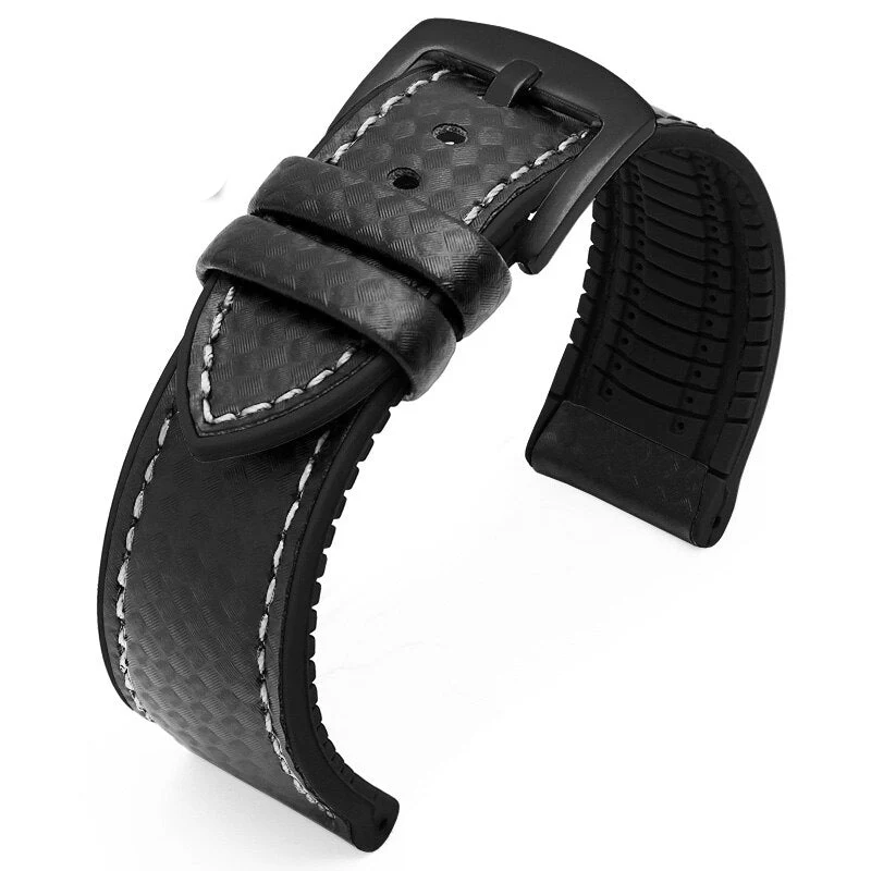Carbon Fiber Pattern Rubber Watch Band - Image 16