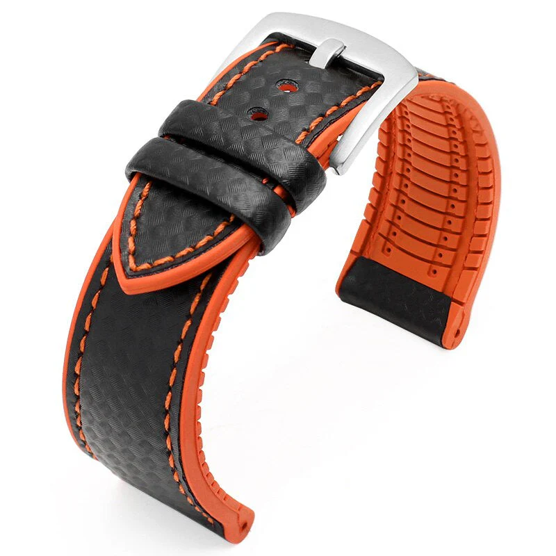Carbon Fiber Pattern Rubber Watch Band - Image 17