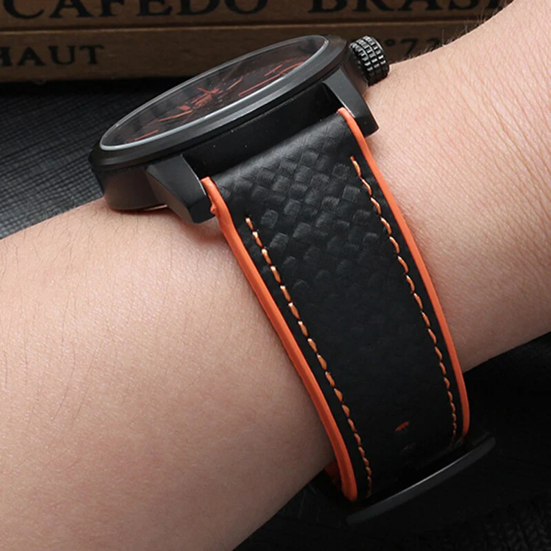 Carbon Fiber Pattern Rubber Watch Band - Image 5