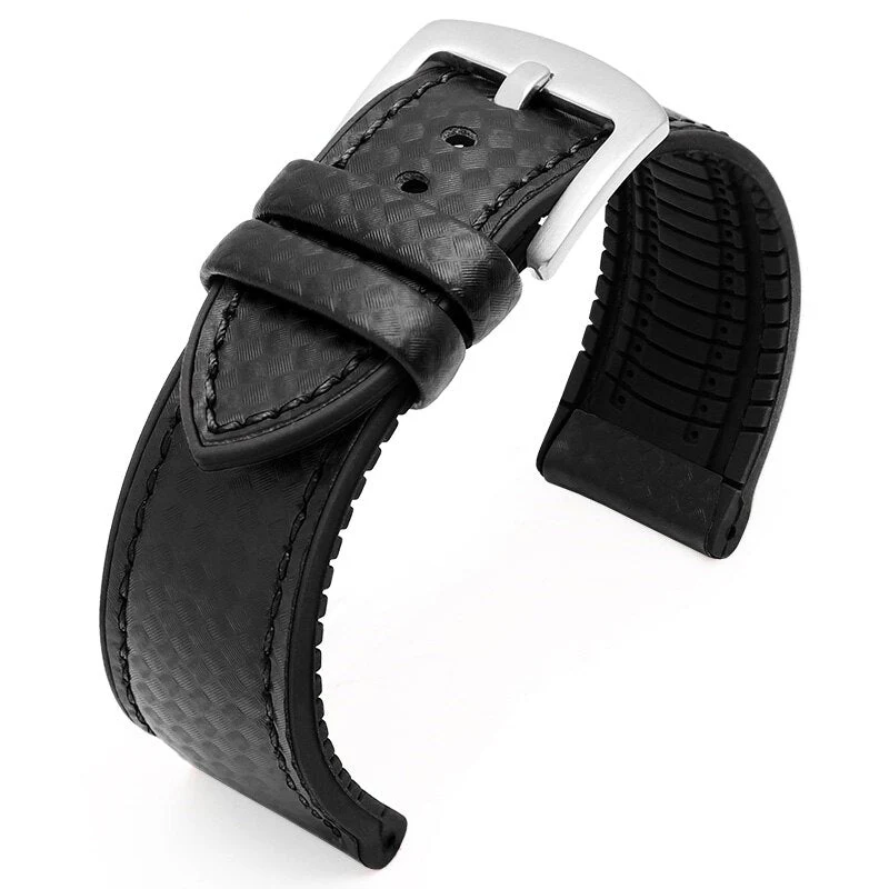 Carbon Fiber Pattern Rubber Watch Band - Image 8