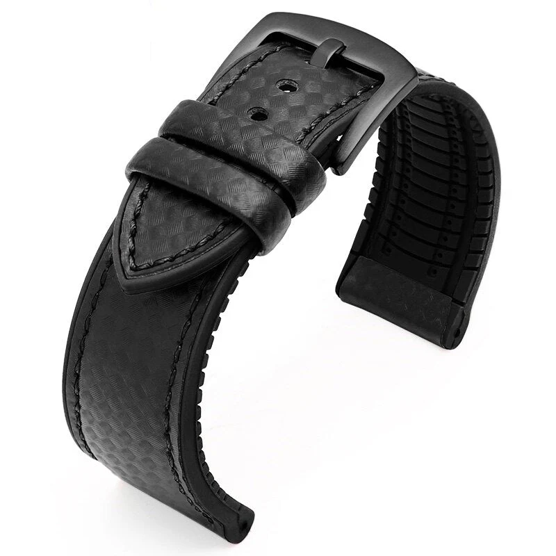 Carbon Fiber Pattern Rubber Watch Band - Image 9