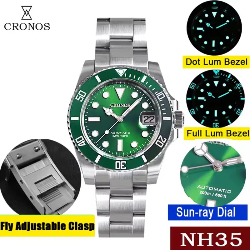 Cronos 2.5x Sub Diver NH35 Dive Watch L6015 with Calendar - Image 3