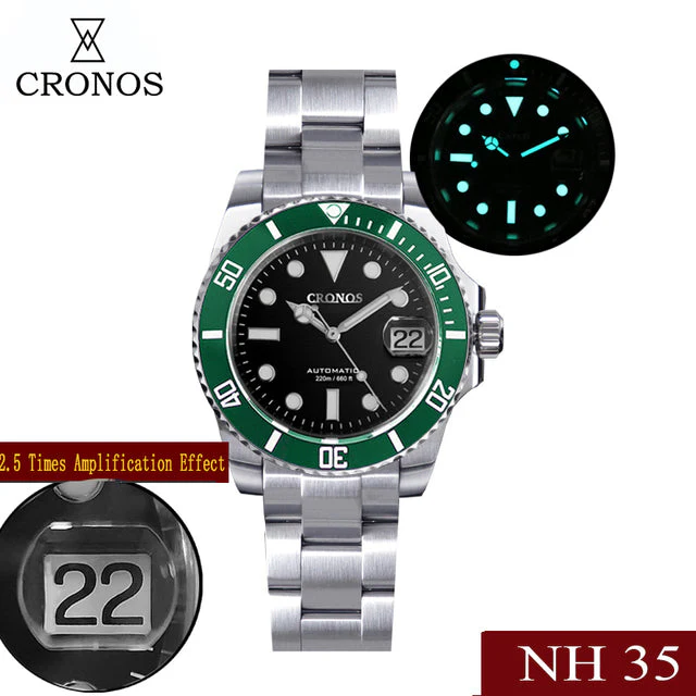 Cronos 2.5x Sub Diver NH35 Dive Watch L6015 with Calendar - Image 37