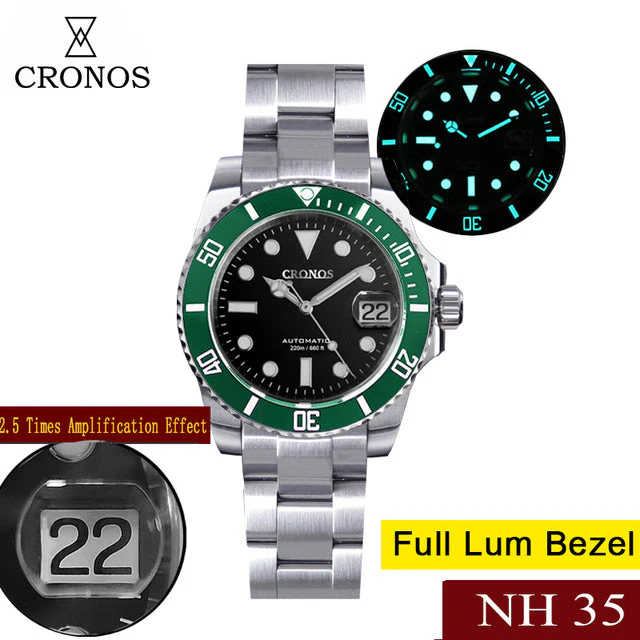 Cronos 2.5x Sub Diver NH35 Dive Watch L6015 with Calendar - Image 38
