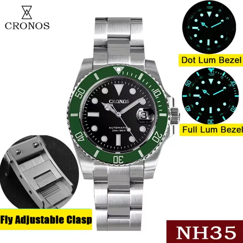 Cronos 2.5x Sub Diver NH35 Dive Watch L6015 with Calendar - Image 57