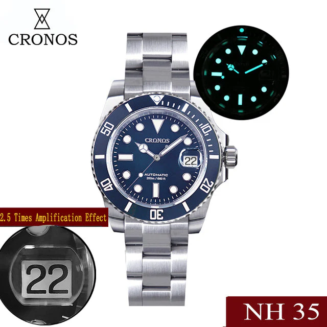 Cronos 2.5x Sub Diver NH35 Dive Watch L6015 with Calendar - Image 8