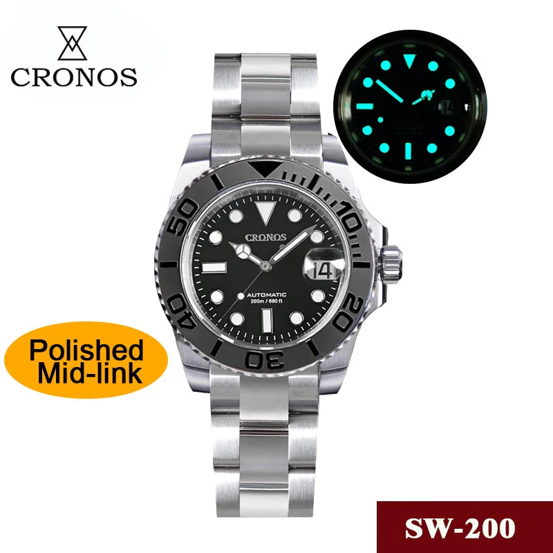 Cronos 2.5x Water Ghost Sub Dive Watch L6018 Polished Mid-link - Image 27