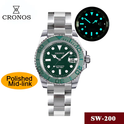 Cronos 2.5x Water Ghost Sub Dive Watch L6018 Polished Mid-link - Image 28