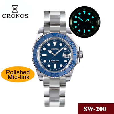 Cronos 2.5x Water Ghost Sub Dive Watch L6018 Polished Mid-link - Image 29