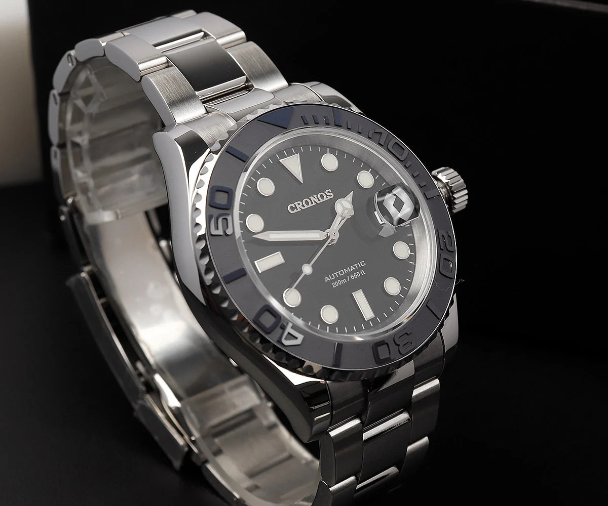 Cronos 2.5x Water Ghost Sub Dive Watch L6018 Polished Mid-link - Image 6