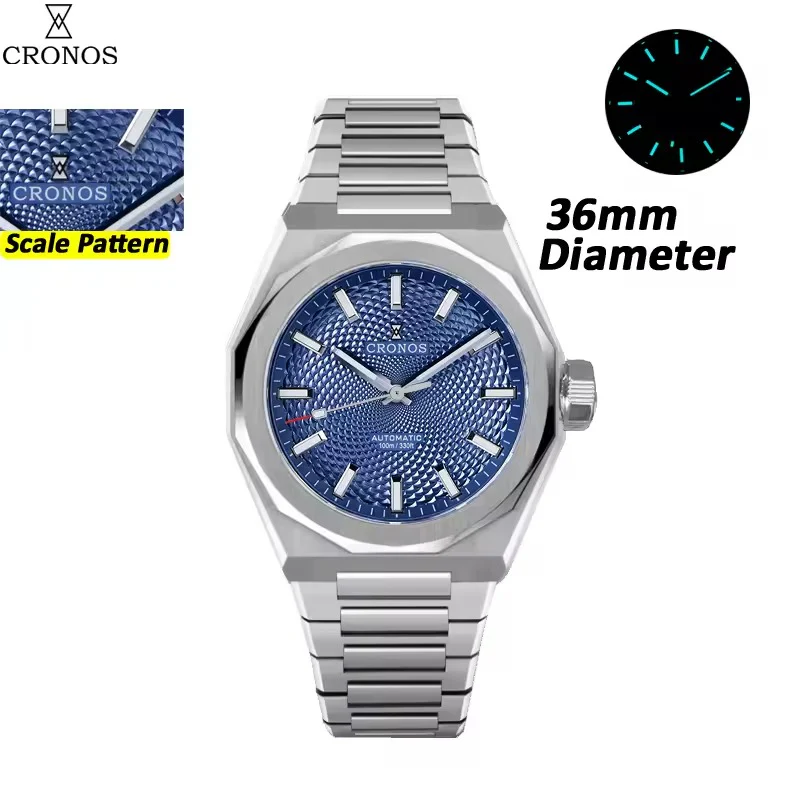 Cronos 2026 NEW 36mm Automatic PT5004/Miyota 90s5 See-through Back Watch L6050M L6051M - Image 3