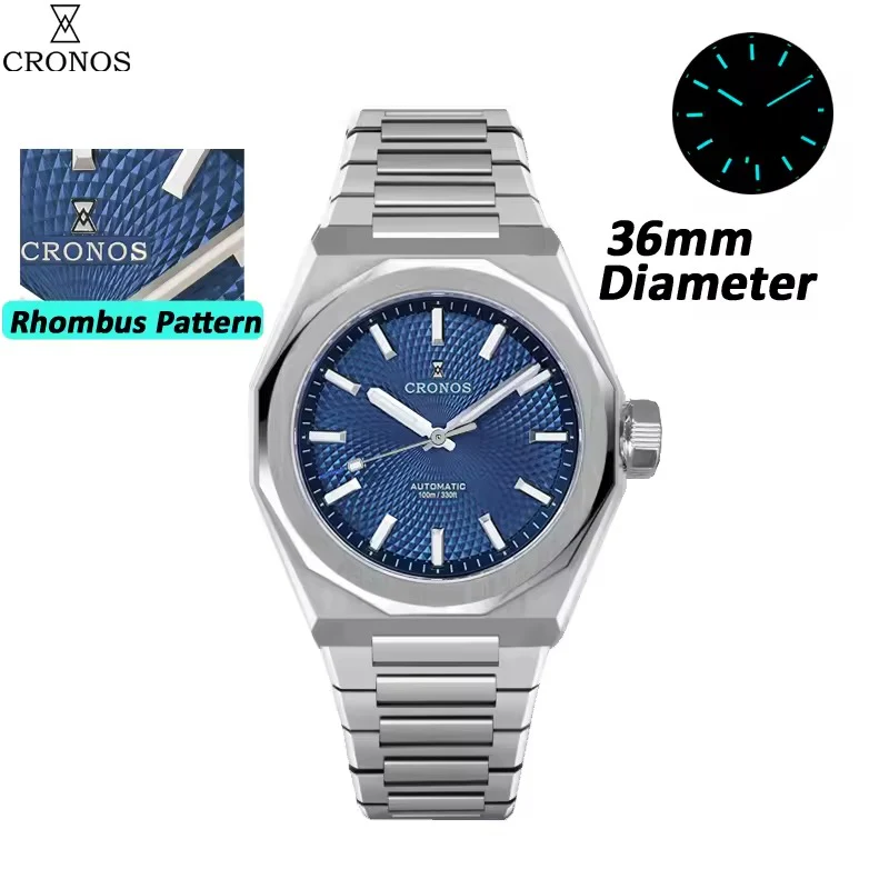 Cronos 2026 NEW 36mm Automatic PT5004/Miyota 90s5 See-through Back Watch L6050M L6051M - Image 4