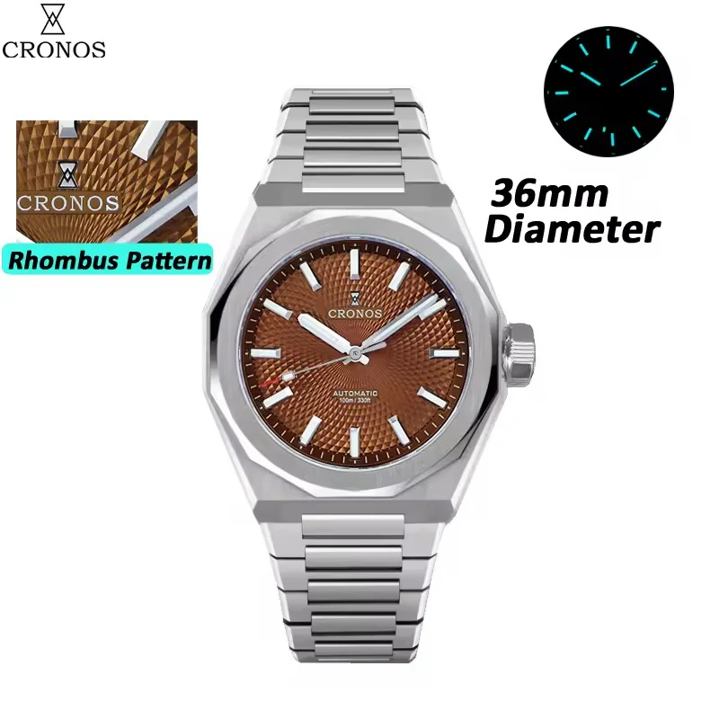 Cronos 2026 NEW 36mm Automatic PT5004/Miyota 90s5 See-through Back Watch L6050M L6051M - Image 5