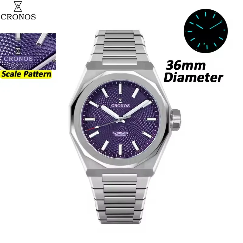 Cronos 2026 NEW 36mm Automatic PT5004/Miyota 90s5 See-through Back Watch L6050M L6051M - Image 6