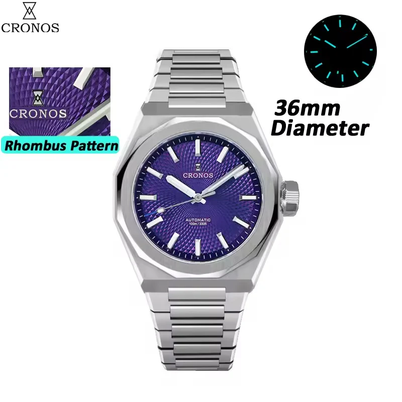 Cronos 2026 NEW 36mm Automatic PT5004/Miyota 90s5 See-through Back Watch L6050M L6051M - Image 7