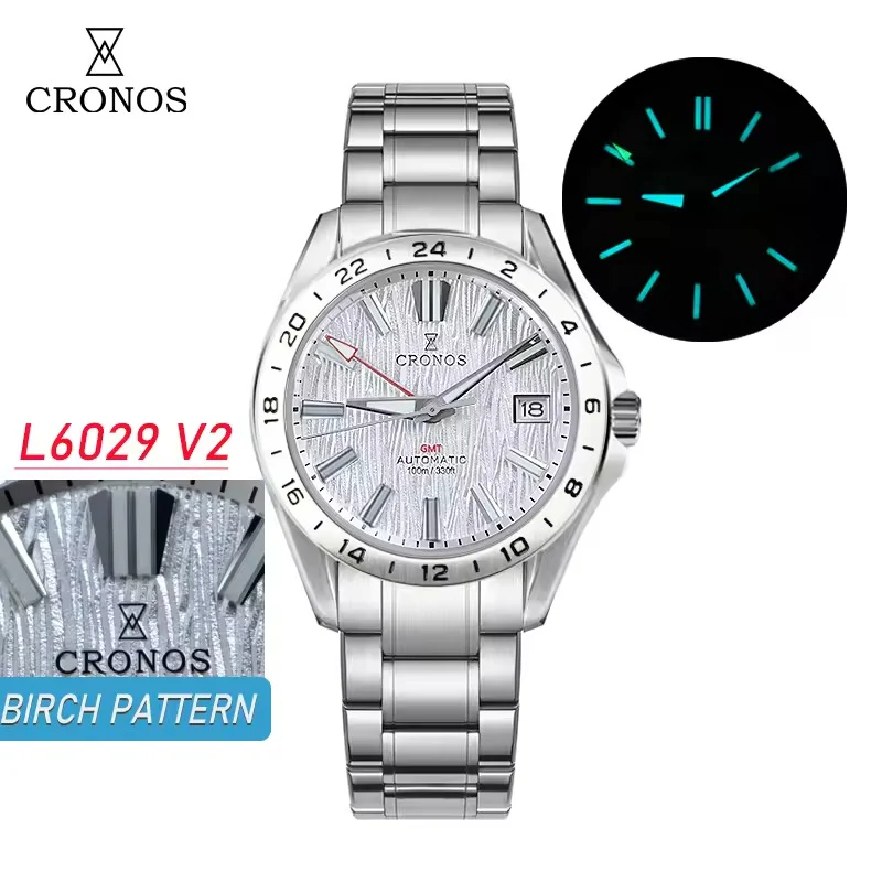 Cronos 39mm GMT NH34 Mechanical Men Watch L6029 V2 - Image 9