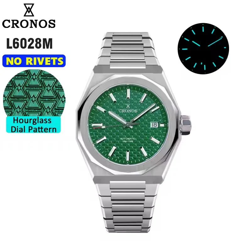 Cronos 39mm Hourglass Dial PT5000 Men Watch L6028 V2 - Image 24