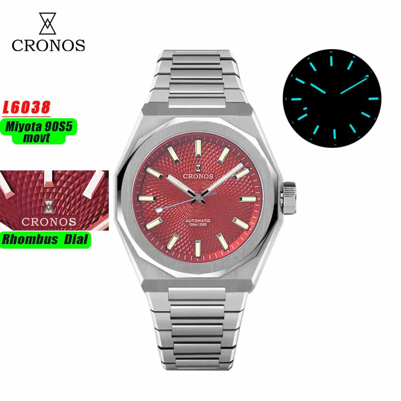 Cronos 39mm Miyota 9015/9s05 Men Watch L6038 - Image 23