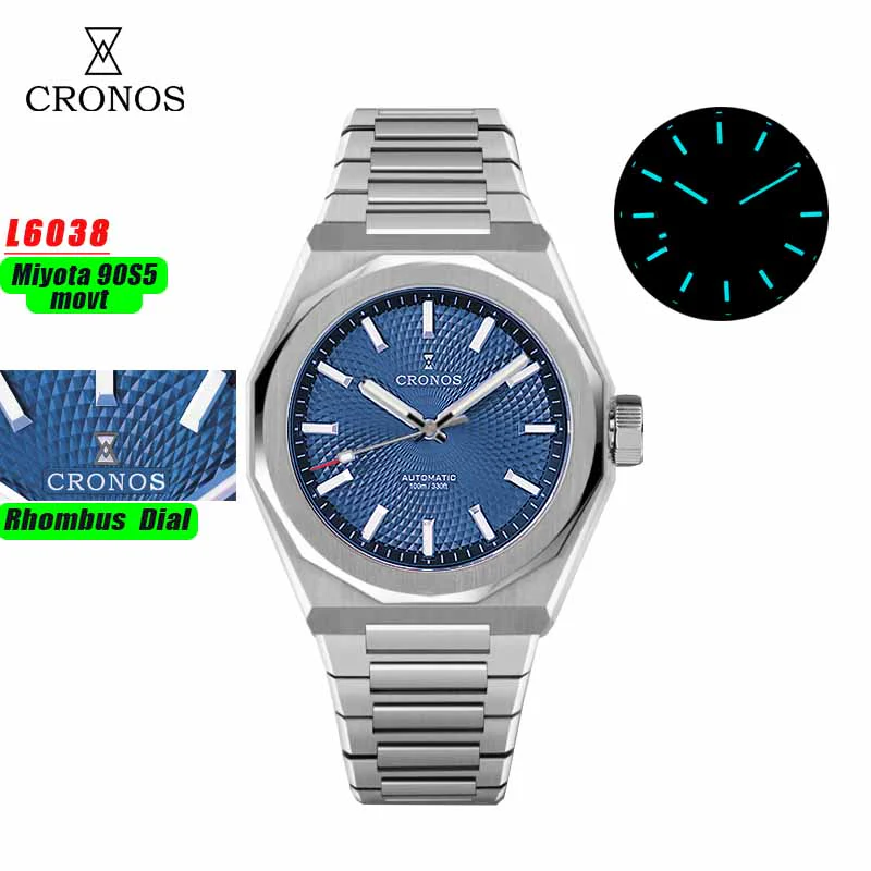 Cronos 39mm Miyota 9015/9s05 Men Watch L6038 - Image 24