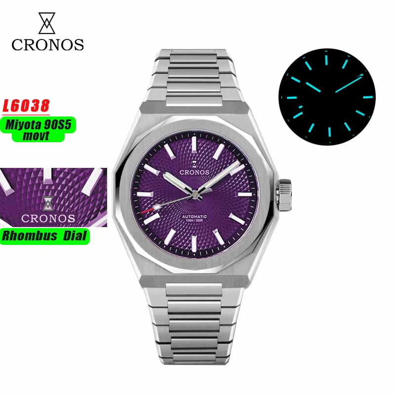 Cronos 39mm Miyota 9015/9s05 Men Watch L6038 - Image 26