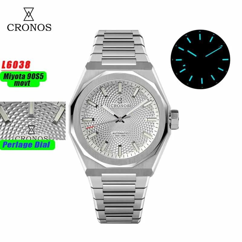 Cronos 39mm Miyota 9015/9s05 Men Watch L6038 - Image 28
