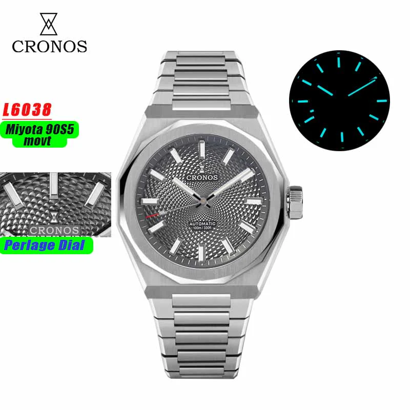 Cronos 39mm Miyota 9015/9s05 Men Watch L6038 - Image 3