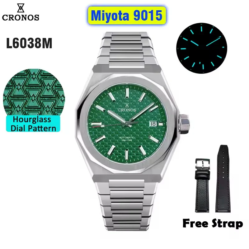 Cronos 39mm Miyota 9015/9s05 Men Watch L6038 - Image 30