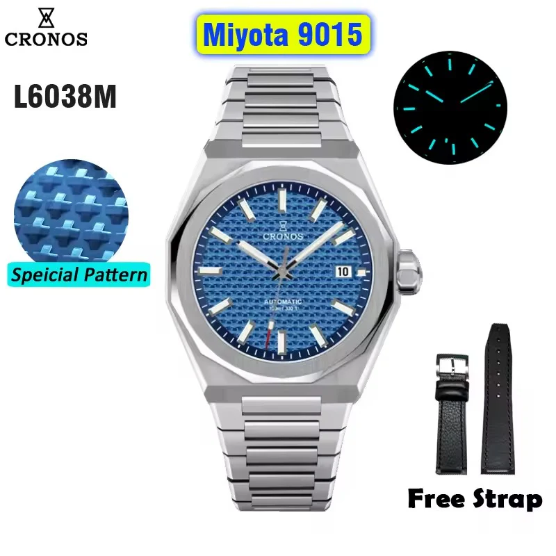 Cronos 39mm Miyota 9015/9s05 Men Watch L6038 - Image 31