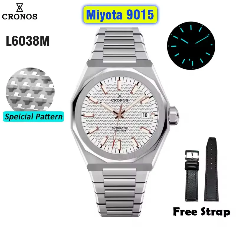 Cronos 39mm Miyota 9015/9s05 Men Watch L6038 - Image 32