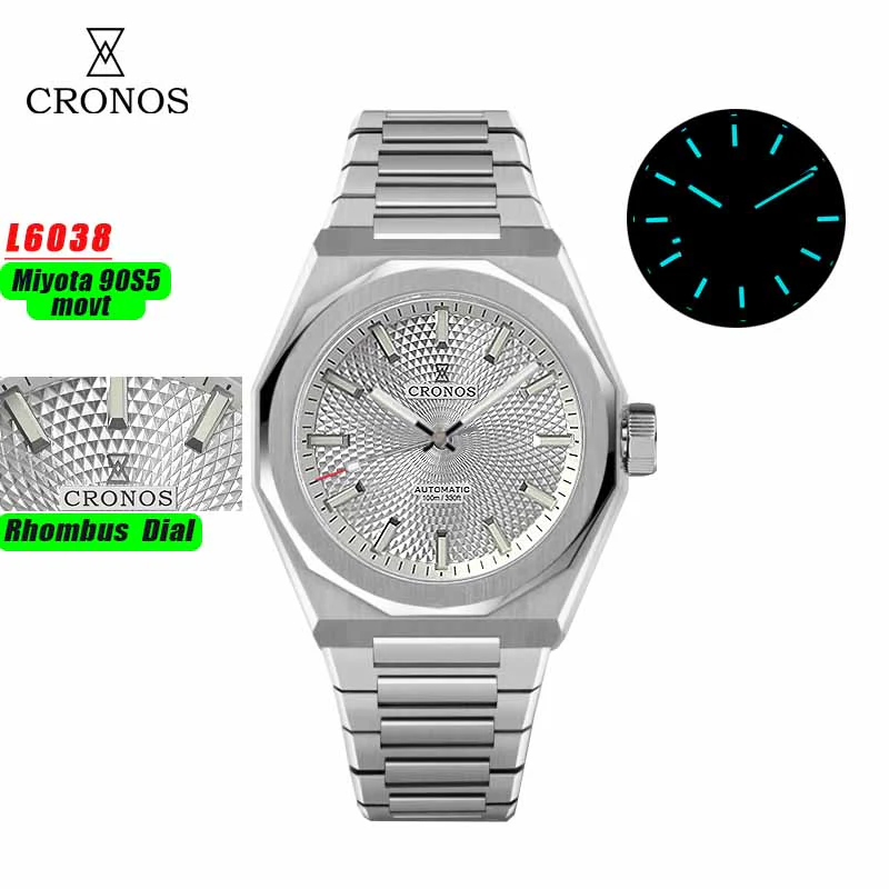 Cronos 39mm Miyota 9015/9s05 Men Watch L6038 - Image 4