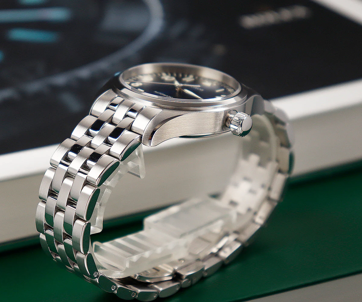 Cronos 39mm Vintage Pilot Mechanical Men Watch 5links Bracelet L6012 - Image 18