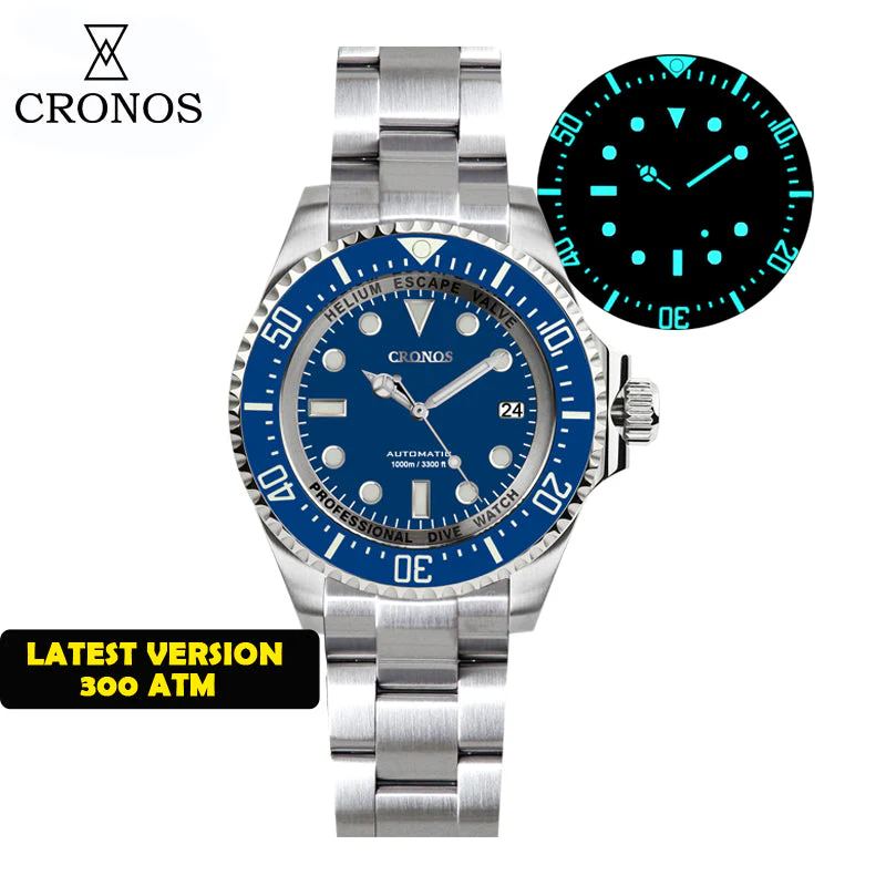 Cronos 44mm Sub Diver 2000 Meters Watch L6009M - Image 4