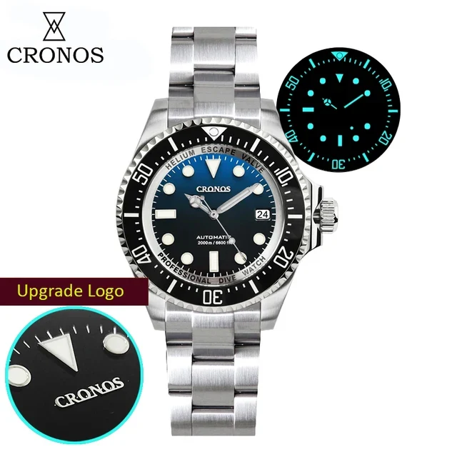 Cronos 44mm Sub Diver 2000 Meters Watch L6009M - Image 7