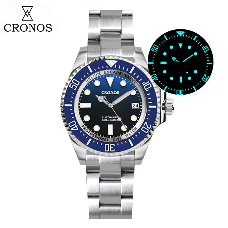 Cronos 44mm Sub Diver Watch PT/SW Movement L6027 - Image 7