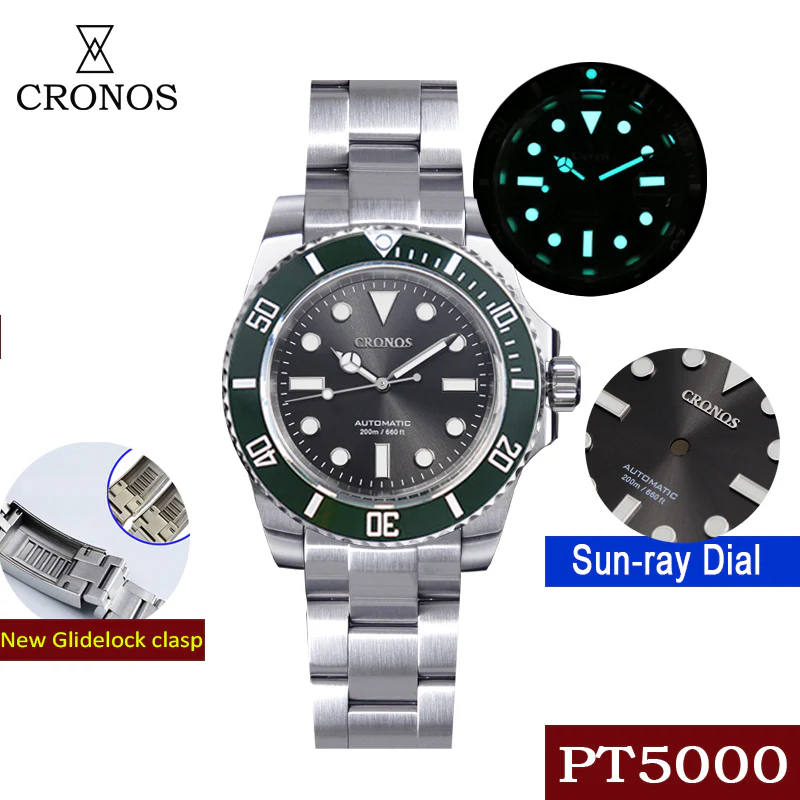Cronos No Date PT5000 Sub Diver Watch L6005 - Image 19