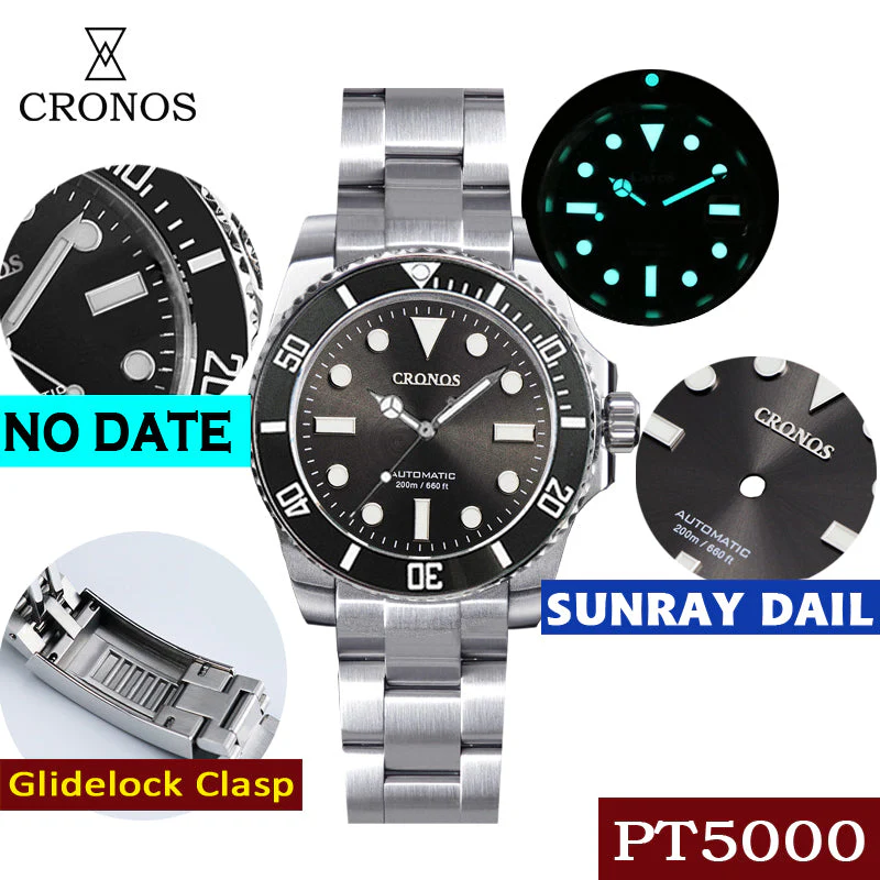 Cronos No Date PT5000 Sub Diver Watch L6005 - Image 7