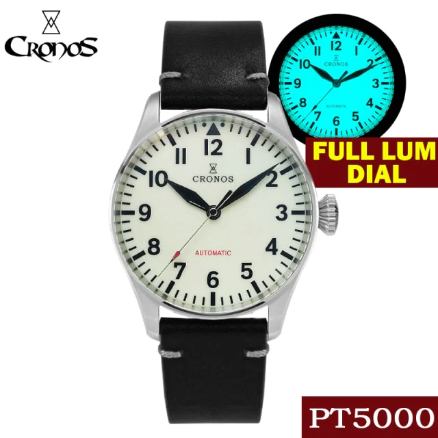 Cronos Pilot Flieger Mechanical  Leather Strap L6001 - Image 7