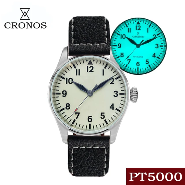 Cronos Pilot Flieger Mechanical  Leather Strap L6001 - Image 8