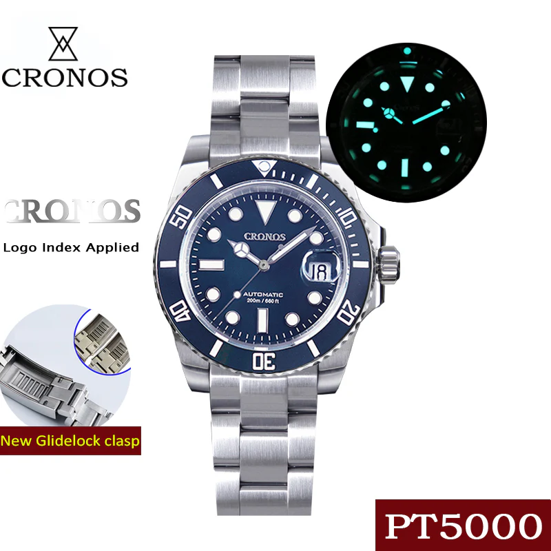 Cronos Sub  Luxury Dive Watch PT5000 Movement L6005-with Calendar - Image 13
