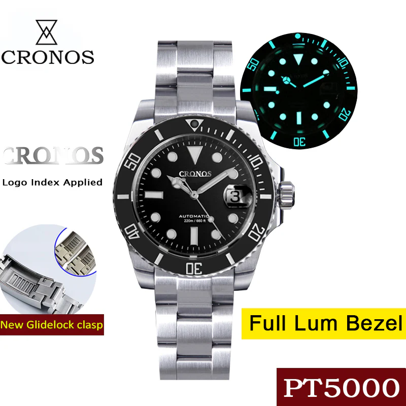 Cronos Sub  Luxury Dive Watch PT5000 Movement L6005-with Calendar - Image 9