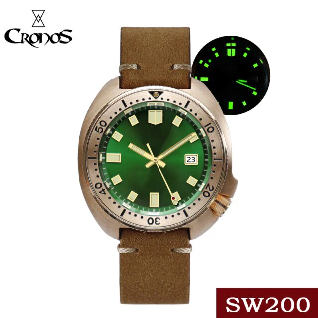 Cronos Turtle Men Bronze Automatic PT5000 and SW200  Crystal Watch L6006 - Image 13