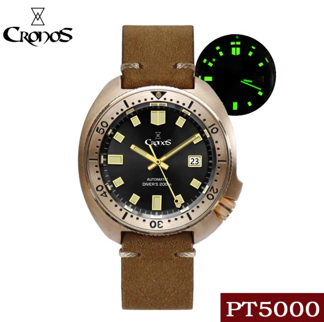 Cronos Turtle Men Bronze Automatic PT5000 and SW200  Crystal Watch L6006 - Image 14
