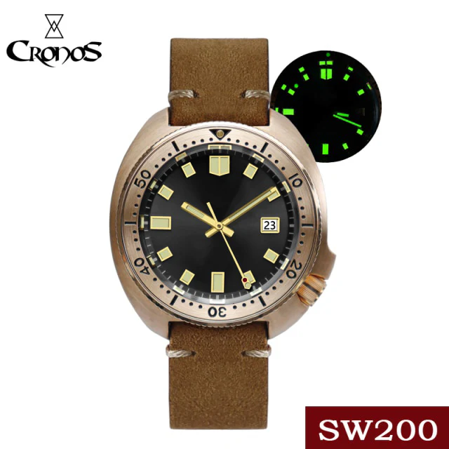 Cronos Turtle Men Bronze Automatic PT5000 and SW200  Crystal Watch L6006 - Image 8