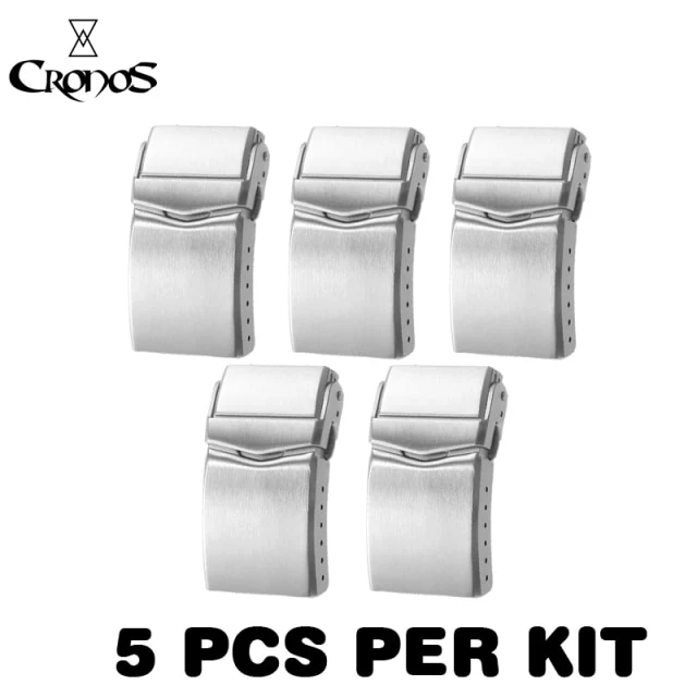 Cronos Watch Parts Metal Bracelet Stainless Steel Solid Brushed Clasp - Image 3