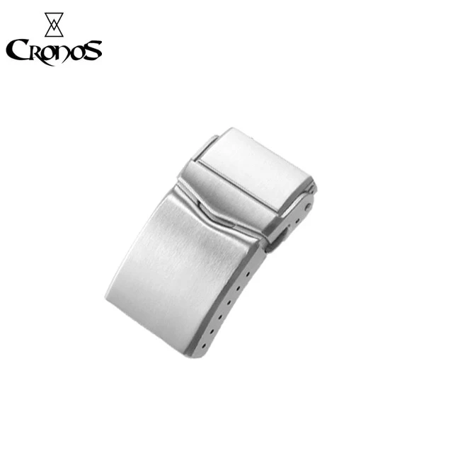Cronos Watch Parts Metal Bracelet Stainless Steel Solid Brushed Clasp - Image 4